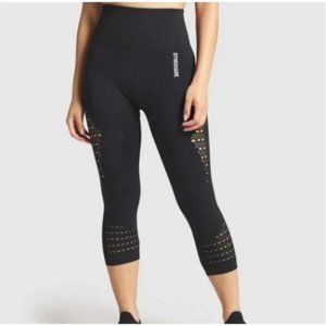 Gymshark Energy Gray High Rise Seamless Perforated Cropped Capri Legging Medium